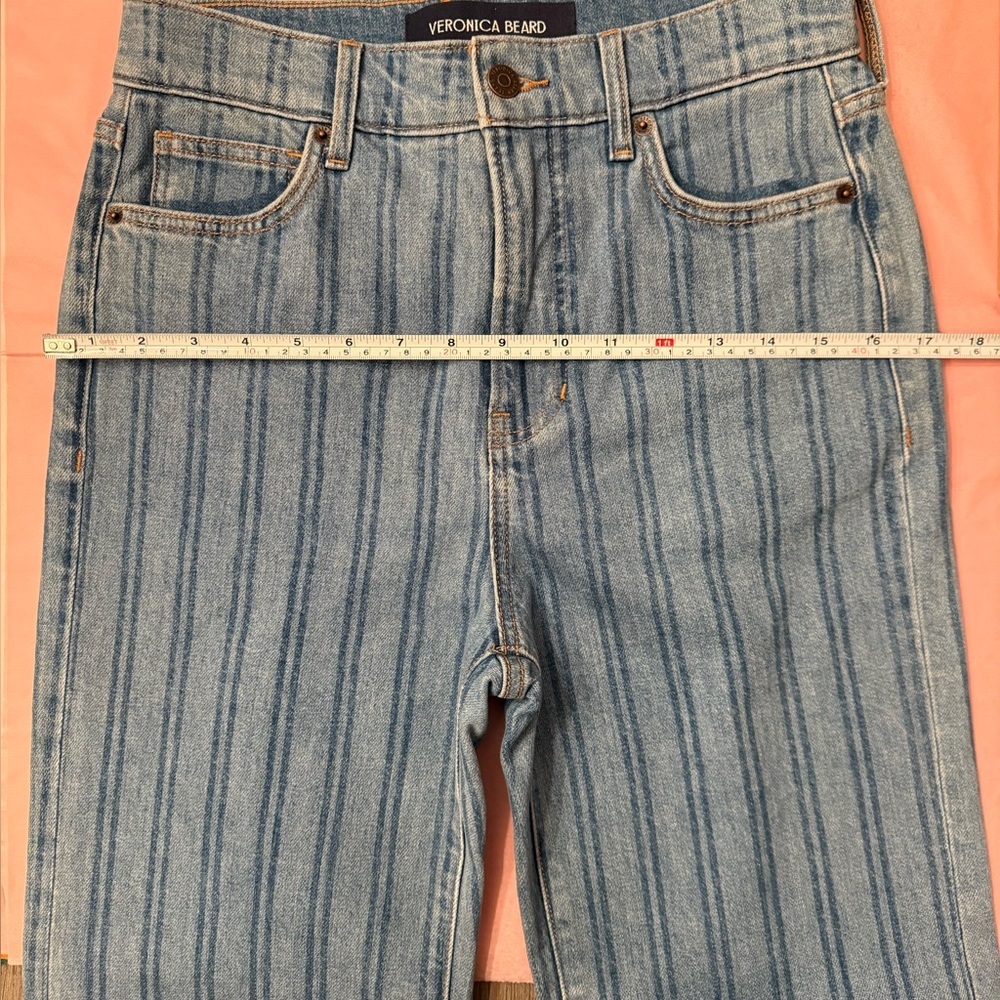 NWT Veronica Beard Blue Striped Flare Jeans - Picture 12 of 12